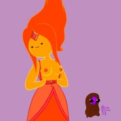 accurate_art_style adventure_time animated breasts english_text female flame_princess flashing nipples nude purpleprawn red_hair smile solo text