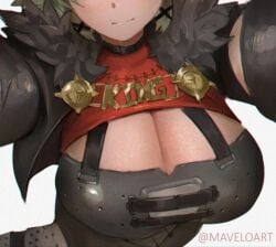1girl artist_name breast_focus caesar_king caesar_king_(zenless_zone_zero) cleavage long_hair solo solo_female zenless_zone_zero