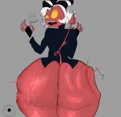 artist_name ass_grab big_ass big_breasts big_butt femboy gay hellaverse helluva_boss moonparty moxxie_(helluva_boss) slapping_ass