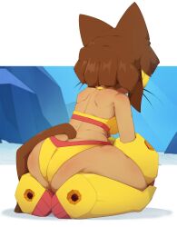 1girls 2026 2d 2d_(artwork) anthro ass ass_cleavage back_view brown_body brown_fur brown_hair cat_ears cat_girl cat_tail catgirl color colored digital_drawing_(artwork) digital_media_(artwork) feline feline_humanoid female female_only gameoverse glitch_productions humanoid kit_(gameoverse) kit_bodega nade_arts sitting solo solo_female swimsuit swimwear tail whiskers
