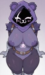 1girls ai_generated big_breasts completely_nude cute_face fortnite furry huge_breasts nipples pussy raven_team_leader taller_female thick_thighs