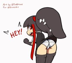 10s 1girls 2019 angry animated ass assisted_exposure back_view bent_over big_mouth black_hair clothed exposed_panties fairy female female_only gaghiel_(diives) hair_mouth human long_hair long_tongue looking_away looking_back looking_behind mawile nintendo original_character panties patreon pokemon pokemon_(species) pokemon_rse ponytail red_eyes school_uniform skirt skirt_lift solo stockings teeth text the_other_half thick_thighs thighhighs tongue watermark white_panties wide_hips yellow_skin