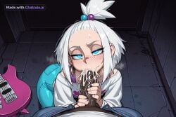 1girl 4k aged_down ahegao ai_assisted ai_generated all_the_way_to_the_base anthro_female beautiful_eyes beautiful_face big_ass black_male black_white blond_hair blue_eyes blue_pants bratty breath bubble_butt cum_dump cum_in_mouth cum_overflow cum_splatter cum_string curvy dark dark_skinned_male deepthroat detailed_background detailed_eyes detailed_face dim_lighting excessive_cum excessive_saliva fellatio fingernails forced_oral freckles furry_female glossy_lips glowing_eyes gushing_cum hair_ornament half_lidded_eyes head_tilt heavy_breathing high_quality highly_detailed highres hoop_earrings indoors interracial loads_of_cum night night_time pale_skin perfect_anatomy perfect_body white_hair