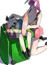 futanari gagged huge_cock kaien0202 reisen_udongein_inaba tagme tied_up touhou trash_can youmu_konpaku