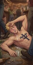 ai_generated cum_on_chest cum_on_face gay marco_(one_piece) one_piece