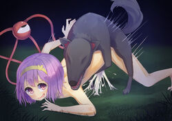 animal canine cum doggy_style eyeball female hairband heart heart-shaped_pupils kamituki0827 looking_at_viewer nude open_mouth pink_eyes pink_hair satori_komeiji sex slime string symbol-shaped_pupils third_eye_(touhou) touhou zoophilia