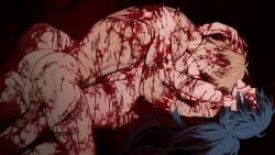 2boys 2men blonde_hair blood blue_hair cut cuts dubious_consent erection flesh gay gore guro masochism sadism sadistic_male sadistic_smile yaoi