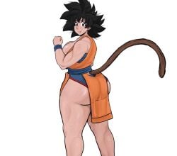 ass ass_outline ass_visible_through_clothes black_hair clothed dragon_ball dragon_ball_super dragon_ball_z fat_ass fokii happy huge_ass jj_fuki julia_(fokii) muscular muscular_arms nice_ass nice_tits original_character saiyan saiyan_female saiyan_tail thighs tits