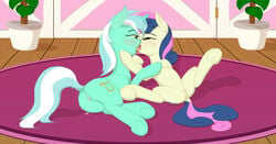 bonbon_(mlp) clitoris cum drake_drachenlicht earthpony equine female friendship_is_magic horn horse lyra_heartstrings_(mlp) mammal my_little_pony one_eye_closed pony pussy snowballing unicorn wink yuri