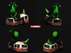 1girls anthro bambookat black_background claws deathclaw fallout female horns monster monster_girl sitting spikes tail tongue