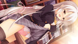 ayachi_nene black_socks breasts female game_cg large_breasts long_hair masturbation muririn open_mouth panties pink_panties sanoba_witch school_uniform silver_hair skirt skirt_lift socks solo table_humping tagme thigh_socks thighhighs underwear upskirt very_long_hair yuzusoft