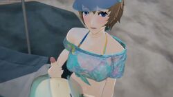 1boy 1girls 3d animated ass beach bikini blush breasts cowgirl_position cum cum_in_pussy cum_inside female from_behind handjob kissing kissing_while_penetrated lifting_person looking_at_viewer moaning motoha_arai nagisa_kamishiro nipples penetration penis persona persona_5:_the_phantom_x pov public sex sex_from_behind so8 sounding stand_and_carry_position swimsuit tagme thigh_sex video