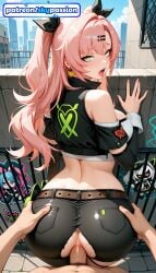 1boy 1girls 2026 ai_assisted ai_generated anal anal_penetration anal_sex anime ass ass_grab big_ass booty buttsex buttslut city city_background cityscape cock dick earrings grabbing_another's_ass graffiti graffiti_on_wall green_eyes groping hair_ornament hetero hi_res high_quality high_resolution highres jewelry leather_pants lime_eyes love_making lustful_energy lustful_expression lustful_eyes lustful_gaze nicole_demara open_mouth patreon patreon_username penetration penis pink_hair pink_nail_polish pink_nails pov sex sex_from_behind sexual_intercourse skypassion stable_diffusion standing_doggy_style standing_sex tongue tongue_out torn_clothes torn_legwear torn_pants urban watermark zenless_zone_zero