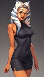 ahsoka_tano alien_girl black_dress boobs clone_wars evening orange_body orange_skin ready_to_fuck star_wars