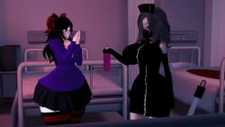 3d_(artwork) big_ass big_butt black_hair comic creepypasta hyper_ass kneehighs koikatsu nina_the_killer nurse nurse_ann ultimate_collector