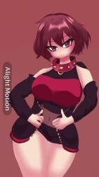 1girls 2d animated big_breasts breasts collar exposed_midriff female female_frisk freddyyt200 frisk frisk_(underfell) frisk_au hands_on_hips hoodie human human_female large_ass large_breasts midriff sexy sexy_body sexy_pose short_shorts shorts tagme thick_thighs thighs underfell undertale undertale_(series) undertale_au undertale_fanfiction video