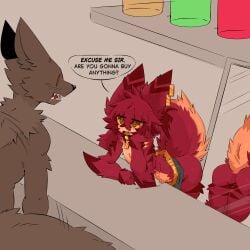 ass dialogue drool furry furry_only gaogomon gaogomon_(oc) mirror shark text thick_thighs
