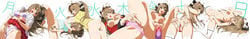 1girls absurdres amagi_brilliant_park antenna_hair ass blush bow bra breasts brown_eyes brown_hair censored closed_eyes dildo female female_only hairbow highres large_breasts long_hair long_image looking_at_viewer masturbation mokke mosaic_censoring multiple_persona nipples open_clothes open_mouth open_shirt panties ponytail presenting pubic_hair pussy school_uniform self_fondle sento_isuzu shirt skirt skirt_lift solo solo_female spread_legs text thighhighs tied_hair underwear white_legwear wide_image