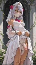 1girl ai_generated animal_ears breasts collarbone covered_nipples decurse detached_sleeves earrings fox_ears furrification furry furry_female futa genshin_impact jewelry large_breasts long_hair looking_at_viewer navel nipples noelle_silva panties pink_hair purple_eyes simple_background smile solo underwear white_panties