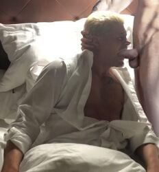 bed blowjob bottom_male cody_rhodes gay holding_head pulling_head suprised wwe