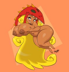 bbw big_ass big_breasts big_hips blonde_hair chubby_female completely_nude completely_nude_female dark-skinned_female dark_skin edit edited_image edith_up_(rayman) huge_ass huge_breasts joaoppereiraus melanin red_hat