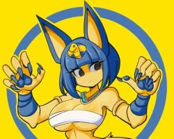 animal_crossing ankha big_breasts breasts cleavage female furry huge_breasts lucyfercomic tagme