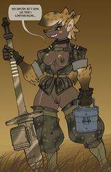 anthro by_the_book collar dungeons_and_dragons female female_only fur furry gnoll peter_anckorn solo space_goblin text webcomic yellow_eyes yeshka