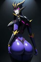 1robot_girl ai_generated airachnid armor armored_female ass ass_focus big_ass big_breasts big_butt cybertronian decepticon female looking_at_viewer looking_back pov purple_eyes robot_girl robot_humanoid roger1011 transformers transformers_prime