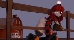 android android_girl bionic_eye black_clothes black_clothing female female_focus female_only half_naked metalic_skin mimi_sentry needy neutral_expression red_eye red_eyes red_hair roboseki robot robot_girl robot_humanoid robotic sentry-chan sentry_(team_fortress_2) sentry_turret stuck stuck_in_fence team_fortress team_fortress_2 valve valve_(company) white_body yellow_eyes