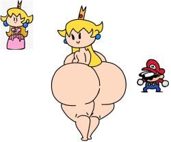 1boy1girl back_view big_ass big_butt blonde_female blonde_hair bubble_butt cute mario mario_(series) massive_ass massive_butt nintendo princess_peach smiling terminalmontage thighs