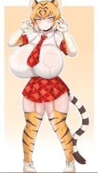 1girls bengal_tiger_(kemono_friends) big_breasts big_thighs blush breasts busty female female_only gigantic_breasts huge_breasts huge_thighs kemono_friends large_breasts large_thighs massive_breasts sangchussam thick_thighs thighs tiger_ears tiger_girl tiger_tail voluptuous