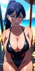 1girls ai_generated big_breasts black_hair breasts ponytail shuumatsu_no_harem toudou_akira_(shuumatsu_no_harem) voluptuous