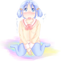 blush female female_only human naganohara_mio nichijou no_panties peeing pubic_hair solo