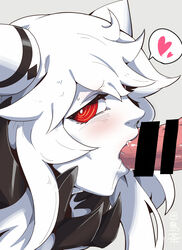 abyssal_ship censored fellatio female heart kantai_collection midway_hime oral pale_skin penis red_eyes shinkaisei-kan spoken_heart tori white_hair