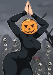 1girls ass big_ass big_breasts big_thighs black_bodysuit black_clothing bodysuit breasts cemetery curvaceous_figure curves curvy curvy_body curvy_female curvy_figure curvy_hips dance dancing female female_focus female_only graveyard halloween huge_ass huge_breasts huge_thighs meme original_character pumpkin pumpkin_head sebasdono skeleton tagme thick_hips thick_thighs thighs