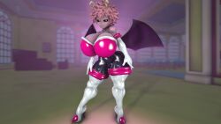 3d 3d_(artwork) 3d_model breasts_exposed cosplay fully_clothed ironhawk mina_ashido my_hero_academia pink_body pink_hair rouge_the_bat_(cosplay) sexy_pose smug smug_face sonic_(series) sonic_the_hedgehog_(series) tagme