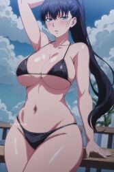 1girls ai_generated arisato_yu big_breasts black_hair breasts ponytail shuumatsu_no_harem toudou_akira_(shuumatsu_no_harem) voluptuous