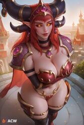 acw ai_generated alexstrasza bikini_armor curvy dark_skin female mature_female solo solo_female voluptuous world_of_warcraft