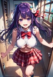 1girls ai_generated artist_request cute eyelashes female fringe hoshino_ai long_hair looking_at_viewer oshi_no_ko pale-skinned_female petite purple_eyes purple_hair seductive_look slim smile star-shaped_pupils symbol-shaped_pupils tagme teenager