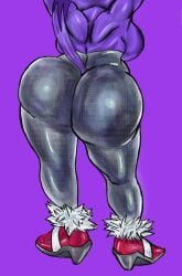 1girls anthro ass ass_focus backboob blaze_the_cat bubble_butt feline heels kaijugs pants purple_fur raised_tail shiny_clothes sonic_(series) sonic_rush suggestive toned toned_back