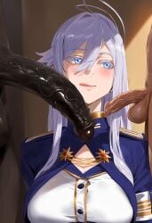 1girls 2boys 86_-eightysix- ai_generated blue_eyes breasts celena_race cute_face dark-skinned_male humiliation interracial long_hair long_penis mikayori multiple_boys multiple_penises netorare ntr pale-skinned_female penis_comparison penis_humiliation vladilena_millize