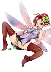 chain_chronicle fairy female gem green_eyes pirika_(chain_chronicle) pointy_ears pussy red_hair uncensored wings