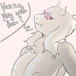 1:1 absurd_res anthro big_breasts bovid breasts caprine cr4ckh34d deltarune dialogue eyewear female glasses goat hi_res horn long_ears looking_at_viewer mammal mommy_kink smile smiling_at_viewer solo speech_bubble toriel undertale undertale_(series)