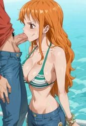 ai_generated female male monkey_d_luffy nami nami_(one_piece) one_piece trewg001