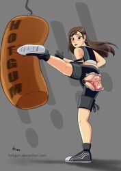 blush embarrassed female female_only final_fantasy final_fantasy_vii hotgum human panties print_panties solo tifa_lockhart torn_clothing