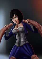 2d 2d_(artwork) big_breasts bioshock bioshock_infinite black_hair blue_eyes bolero breasts busty choker corset elizabeth_comstock female female_focus female_only godlem hourglass_figure sex short_hair skirt tagme tentacle tentacle_sex wide_hips