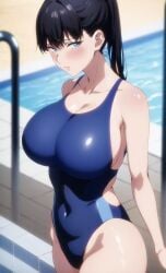 1girls ai_generated big_breasts black_hair breasts ponytail shuumatsu_no_harem toudou_akira_(shuumatsu_no_harem) voluptuous