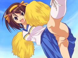 breasts censored cheerleader clothing female iroiro no_panties pussy skirt small_breasts suzumiya_haruhi suzumiya_haruhi_no_yuuutsu