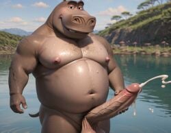 1boy abs ai_generated anthro balls bara big_balls big_muscles big_nipples big_pecs big_penis booster_rex chest_hair cum cum_drip cum_on_body cum_on_penis cumshot daddy dilf dreamworks ejaculation erect_nipples erection gay grey_body hair hairy hairy_male happy_trail hippopotamid hippopotamus huge_balls huge_cock huge_muscles huge_nipples huge_pecs hunk madagascar_(series) madagascar_escape_2_africa male male_only masturbation moto_moto muscular muscular_anthro muscular_male nipples nude orgasm paramount_pictures pecs penis pubic_hair solo thick_eyebrows water