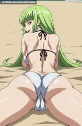 ai_generated aindroidparanoid ass ass_focus beach big_ass big_breasts big_butt bikini breasts butt_focus c.c. cameltoe code_geass curvy fat_ass fat_butt female female_only from_behind green_hair hips huge_ass huge_butt large_ass large_butt long_hair lying narrow_waist on_stomach outdoors sand stable_diffusion straight_hair swimsuit yellow_eyes